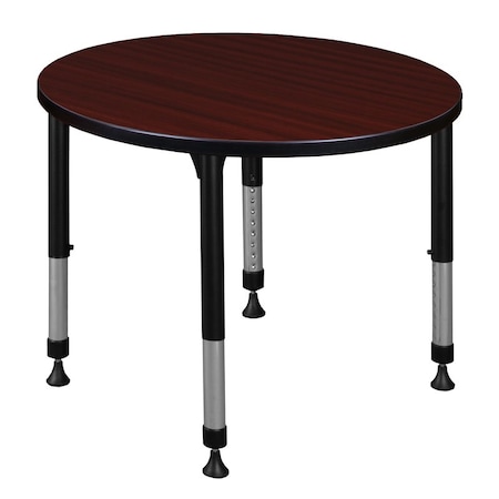 Regency Round Classroom Tables, 30 W, 30 L, 23-34 H, Wood, Metal, Mahogany TB30RNDMHAPBK